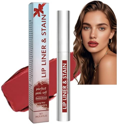 Lip Liner Stain,Peel Off Lip Stain,Li/p Tint Matte Lipstick,Natural Long Lasting Lip/Stain Peel Off,Non-Stick Cup Lip Tint L/ip Makeup,Pink Liquid Lipstick,Matte Finish LipS/tain Liner#Reddish Brown
