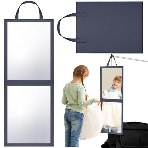 GlikCeil Foldable Full Length Mirror, 33.5 x 13.4 Inch, Hanging, Dance Bag Mirror, Grey