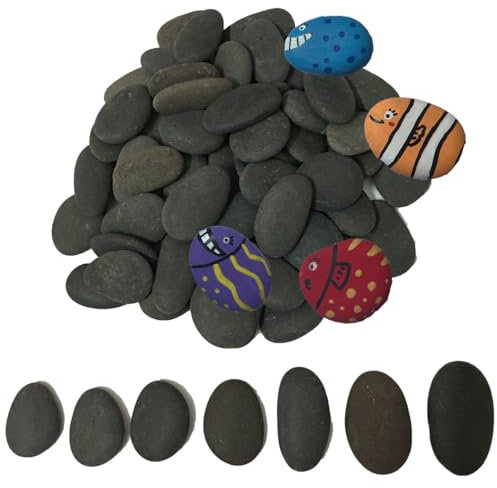ruidinaways Gravier naturel gris, 800 g, pierres de rivière lisses et plates pour peinture, loisirs créatifs, décoration d'aquarium, pot de fleurs aménagement paysager (2,5 à 4 cm)