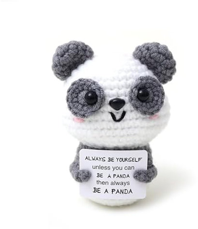 XoeLLe Panda Glücksbringer, Pocket Hug, Mutmacher Geschenk, Emotional Support, Motivationsgeschenke, Gehäkelte Kuscheltiere, Gute Besserung Geschenke Knitted Doll mit Positiver Energiekarte