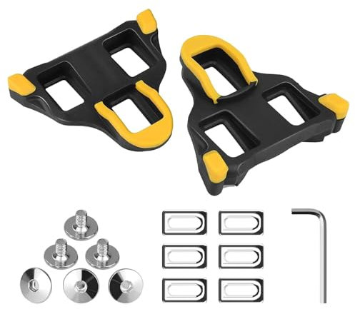 Chooee Road Bike Pedal Plates Cleats Compatible with Shimano, Fahrrad Schuhplatten, Klickpedale Cleats, Langlebig, rutschfest, Hochleistungs-Pedalklampen für Rennräder und Indoor-Bikes (Gelb)