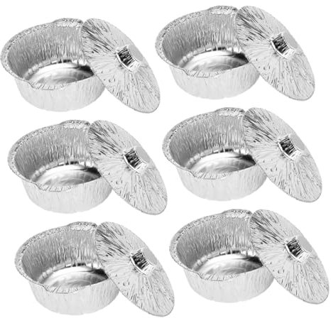 BESPORTBLE 6 Pièces Casseroles Aluminium Couvercle Pots Jetables pour Cuisine Barbecue Soupe Oysters Contenants Alimentaires Pratiques Résistants à Chaleur