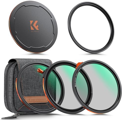 K&F CONCEPT Nano-Xcel 82mm Filtro Magnetico CPL+ND2-32+Black-Mist 1/4 | Filtro Polarizzatore Circolare + Filtro Variabile ND2-32 + Black-Mist 1/4 + Anello Adattatore + Tappo Magnetico- FU704