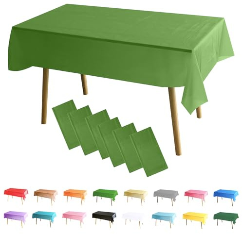 MOMHUA 6Pcs Gras Grün Tischdecke, 137x274cm Tischtuch Plastiktischdecke, Rechteckige Tischabdeckung Gartentischdecke Outdoor Table Cloth für Geburtstag Feste Hochzeiten Halloween Weihnachten Party