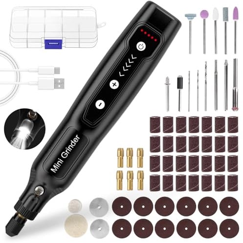 Cordless Mini Rotary Tool Set - 64Pcs Accessories 5 Speed 5000-18000rpm Multi-Purpose Mini Electric Grinder Kit 3.7V USB Rechargeable with Light for Engraving Grinding Polishing Cutting Sanding DIY