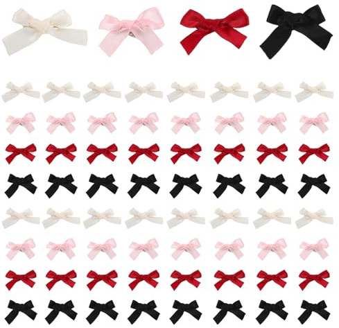 JOINPAYA 100stücke Mini Schleifen Haarspange Satin für Mädchen Kleinkinder Haarklammer mit Schleife Haarspangen für Teenager Frisuren Accessoire Haarspange mit Schleife für Tägliche Styling