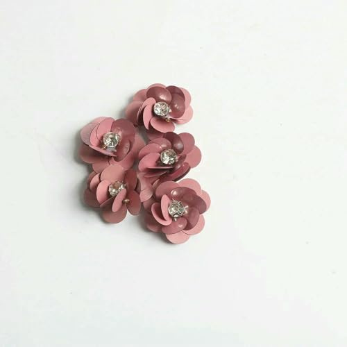 3D-Rosenblüten, handgefertigte Applikationen, Pailletten-Applikationen, Aufnäher für Kleidung und Dekoration - 03Rose - 10 Stück