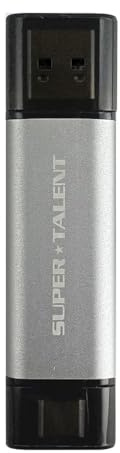 Super Talent PS302 512GB Portable External SSD, USB 3.2 Gen 2, Up to 1050MB/s, 2-in-1 Type C & Type A, Plug & Play, Compatible with Android, Mac, Windows, Supports 4K, Drop-Proof, FUS512302, Gray