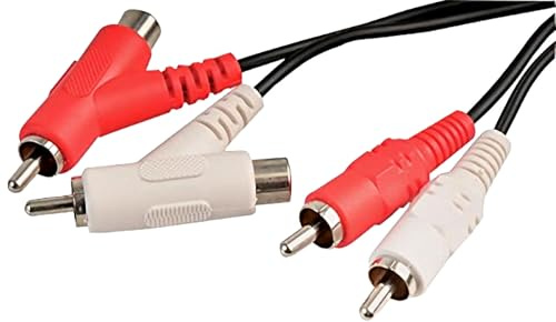 OmniaLaser Câble répartiteur RCA vers Y, 1,8 m, 2 x RCA mâle vers 2 x RCA femelle avec connecteurs empilables, blindage anti-interférence pour Hi-Fi, Home Cinéma et DJ Set Adaptateur Audio Stéréo