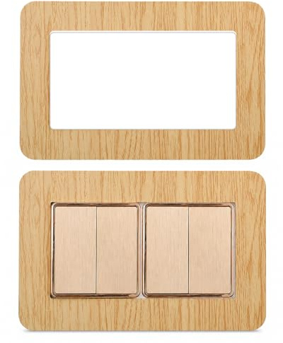 Wood-Grain Double Socket and Light Switch Surround Covers | Decorative Stickers For Homes, Offices, Kitchens And Bedrooms