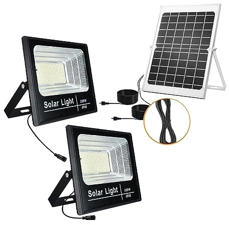 Luz LED Solar For Exteriores, Reflector Con Panel, Farola Impermeable Remota For Jardín Garaje en el jardín(150W 400LED)