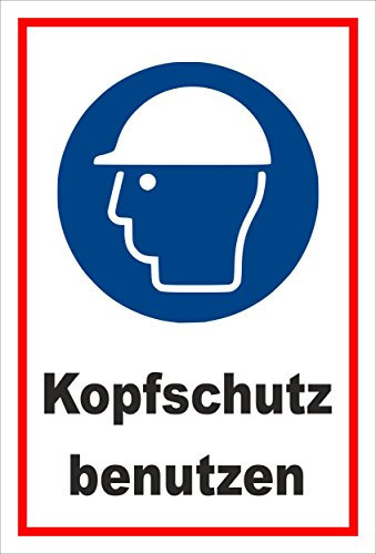 Schild - Gebots-zeichen - Kopf-schutz benutzen - entspr. DIN ISO 7010 / ASR A1.3 – 60x40cm mit Bohrlöchern | stabile 3mm starke Aluminiumverbundplatte – S00361-028-B +++ in 20 Varianten