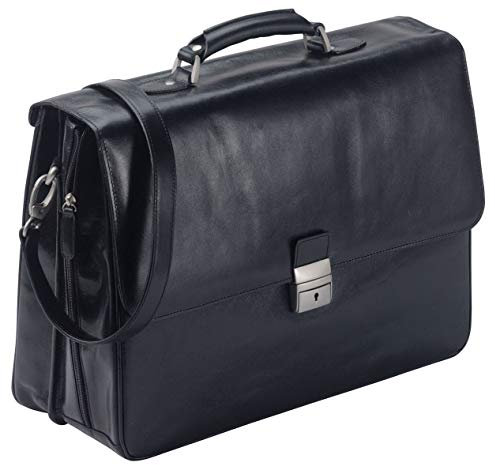 Aktentasche Leder Arbeitstasche Umhängetasche 42 cm Schwarz Dermata Bowatex