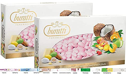 Confetti Buratti Mix Frutta Tenerezze Rosa 2 kg + 100 Bigliettini bomboniere
