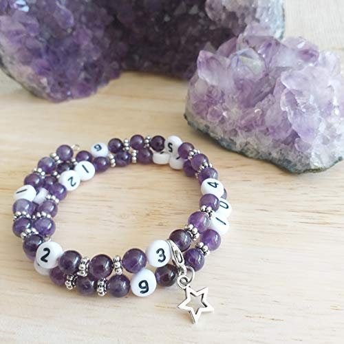 Naïris bijoux Stillarmband Amethyst – ermöglicht die Aufzeichnung der letzten Fütterung oder der letzten Flasche – Modell Kravann°, 1 Unité (Lot de 1), Legierter Stahl