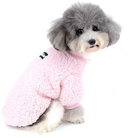 Zunea Wintermäntel für kleine Hunde Fleece Warm Hundepullover Sweater Welpen Winterjacke Chihuahua Katze Kleidung Haustier Jungen Mädchen Hundebekleidung Rosa S