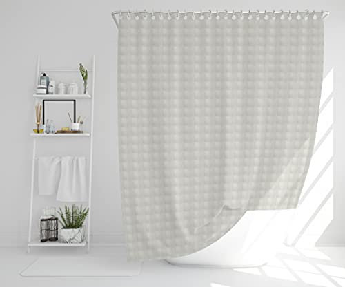 EUROSTYLE Tenda Doccia o Vasca 180x200CM in Fantasia Impermeabile Lavabile con Ganci e Anelli Art. Gemma (Variante Quadrato)