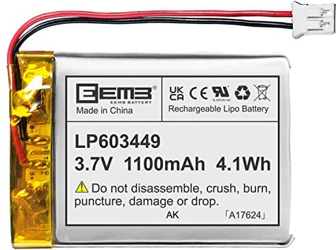 EEMB Batería 3.7V 1100mAh 603449 Bateria de lipo Recargable Bateria Litio con Conector JST ¡Asegúrese de Que la polaridad del Dispositivo Coincide con la batería Antes de Comprar!