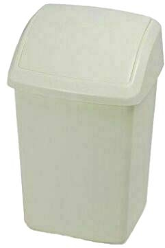 Optimal Products Plastic Swing Bins Home Garage Swing Top Rubbish Waste Bin Office Bedroom Kitchen Paper Dustbin Trash Bin Swing Lid Garden Recycle Bins (Cream, 50l Litre)