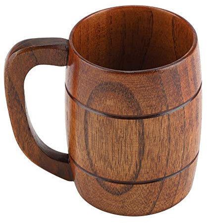 Tyenaza Boccale da Birra in Legno, Tazza in Legno con Manico, Tazza da tè Naturale retrò di Grande capacità, per Bere con Maniglia per Bar, KTV, Club, Ristoranti, Alberghi