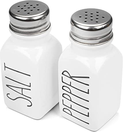 Juego de salero y pimentero de cerámica de granja con tapas adicionales. Juego de salero y pimentero 100% gres Set de salero y pimentero blanco con tapa, 4. Juego de salero de cocina de Heartland Home