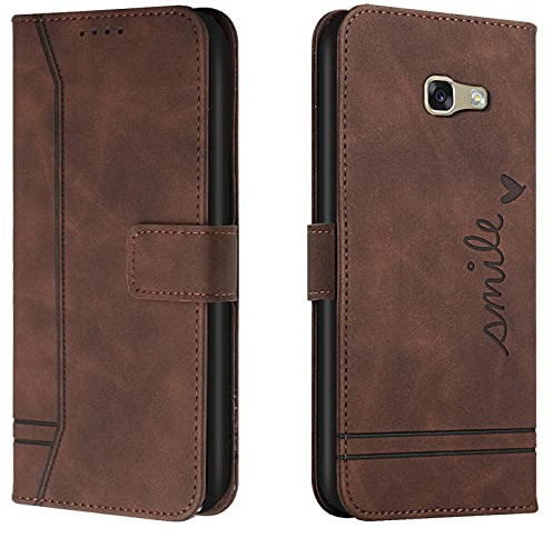 Lihondar Kompatibel mit Samsung Galaxy A5 2017/ A520 Hülle, Handyhülle Samsung A5 2017, A520 Leder Klappbar Schutzhülle Tasche Wallet Cover Flip Case für Samsung A5 2017/ A520 Klapphülle (Braun)