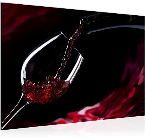 Runa Art Tableau mural Vin Cuisine Moderne Tableau Decoracion Murale - Salle à manger Verre Noir Rouge Salle 042215a