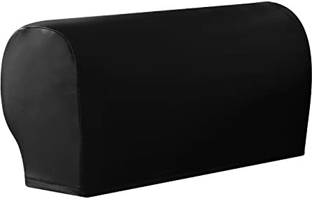 GUYIRT 1 Paar PU-Leder Sofa Armlehnenbezüge Dehnbar Armlehnenschoner Wasserdichtes Sofa Sessel-Überwürfe -Schwarz