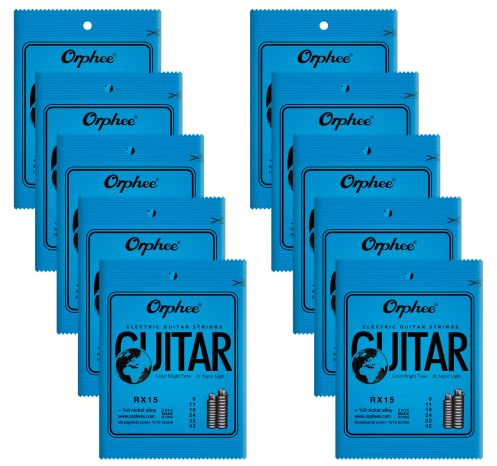 POGOLAB Corde per chitarra elettrica, set di 6 corde per chitarra elettrica, sottili, 09-42, confezione da 10