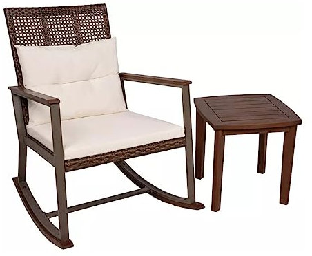Garden Pleasure Schaukelstuhl Set Sinaloa Dunkelbraun Garten Esszimmer Stühle für den Außenbereich, braun