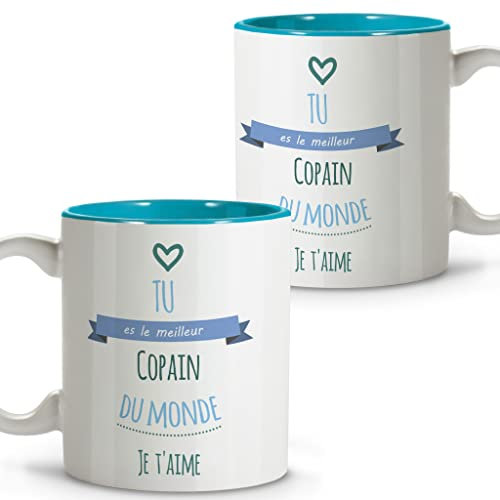 Tazze Coppia. Regalo Sposi Originale. Tazze Particolari. Regali San Valentino. Tazze Colazione. Ceramica. 330 ml. COPAIN