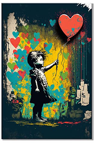 Graffiti Street Art Poster/Leinwandbild XXL für Wohnzimmer oder Schlafzimmer im Stil von Banksy