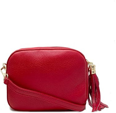 Tracollina Borsa Donna in Pelle Dollaro Italiana Borsetta a Spalla (Rosso)