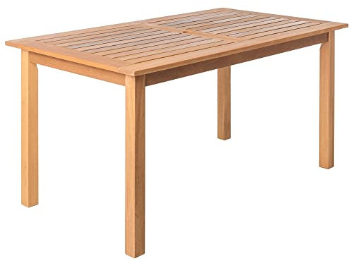 LOLAhome Mesa de jardín Resistente Rectangular de 140x80x74 cm, para 4-6 Personas | De Madera natual sostenible de Acacia con FSC | para Exterior, jardín, terraza, balcón o Piscina | Kate