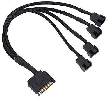 Cooling Fan Adapter Cable, 15 Pin to 4 x 3 Pin / 4 Pin 12V PC Case Fan Power Adapter Cable to 15 Pin