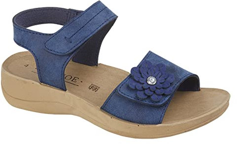 MyShoeStore Ladies Womens Strappy Summer Beach Evening Low MID Heel Wedge Sandals Shoes (UK 4, Blue Orchid)