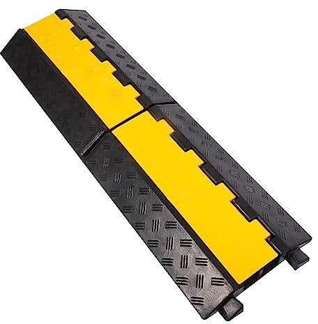 YONSHENG Rubber Cable Ramp Cord Cover Cable Protector Ramps Wire Hose Protective 2 Channel 22000Lbs Load Capacity Traffic Speed Bump for Asphalt Concrete Gravel Driveway Indoor Outdoor, 1 Pack