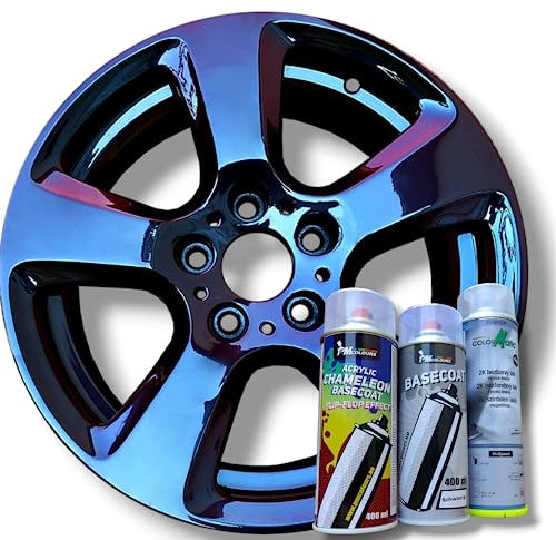 PMcolours Flip Flop Lack mit Multi Color LAVA (schwarz-rot-gelb) Chamäleon-Effekt Sprühset, (1x Flip Flop Sprühfarbe + 1x Basisspray Schwarz + 1x 2K-Klarlack), 3x Spray, 1300ml