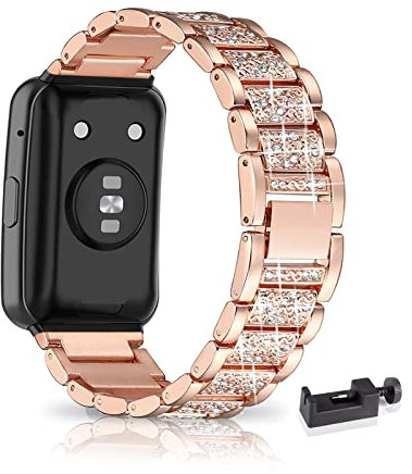 AireWiki Armband Kompatibel mit HUAWEI WATCH Fit 2 - Edelstahl Uhrenarmband für Herren und Damen, Elegant Metall für WATCH Fit (Roségold)