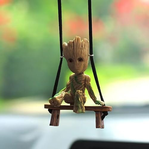 Groot Auto-Rückspiegel-Anhänger, schwingender Baum Menschen, Autospiegel-Zubehör, Büro, Zuhause, hängende Mikro-Landschaftsdekoration, Geburtstag, romantisches Geschenk (Stil Zwei)