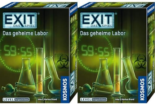 Kosmos 692742 EXIT - Das Spiel - Das geheime Labor, Level: Fortgeschrittene, Escape Room Spiel, EXIT Game für 1-4 Spieler ab 12 Jahre, EIN einmaliges Gesellschaftsspiel (Packung mit 2)