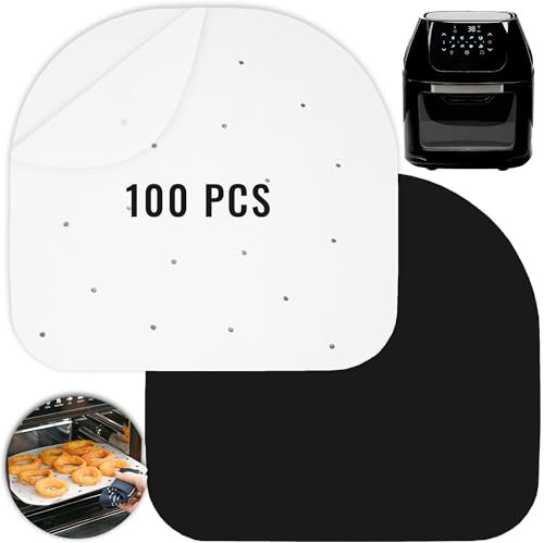 INFRAOVENS Air Fryer Parchment Paper Liners for Chefman 6.3 QT, Power XL 6 QT, PowerXL Vortex 10 QT, Caynel & more, Airfryer Accessories Disposable Sheets and Reusable Liner, Rack and Tray Protector