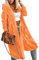 WIFFGO Lightweight Hooded Open Front Cardigan for Women Cable Knit Sweaters Pocketed Oversized Knee Length Long Coats, I:orange, XL