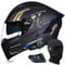 BYGMWEP Bluetooth Modular Motorbike Helmet, Full Face Flip Up Motorcycle Double Visor Helmet, DOT/ECE Approved, with Dual Speaker and Microphone, for Adults Men Women M~XXL
