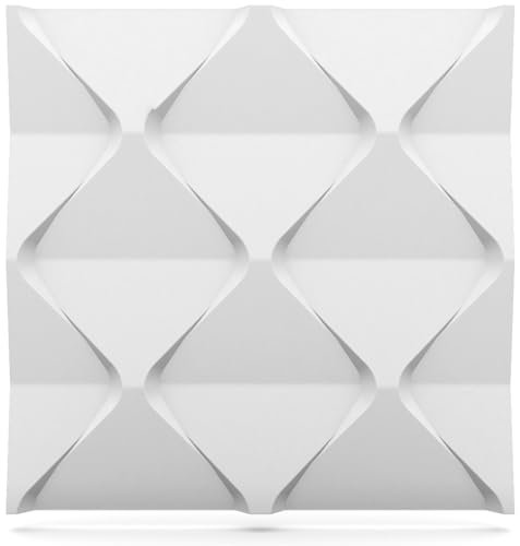 Deccart - 3D Wandpaneele 60x60 cm - Paneele Wand Wall Panels Deko Wandverkleidung Innen Panel Deckenverkleidung Decke Deckenpaneele Platten Styropor EPS-Polystyrol Harmony 2.16 m², 6 Stück, weiß