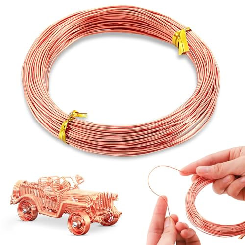 POPOYU Craft Wire Aluminum 18 Gauge 1mm,165 Feet Rose Gold Florist Wire Floral Wires,Metal Modelling Wire Armature Wire for Jewellery Making,Stainless Steel Wire for Craft,Floral,Jewellery Making