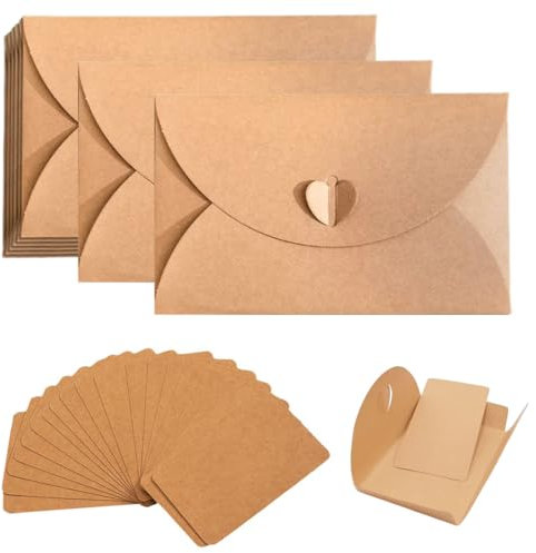 20 buste di carta kraft, fibbie d'amore, biglietti d'invito fatti a mano, adatti per Natale, Ringraziamento, matrimoni, feste di compleanno