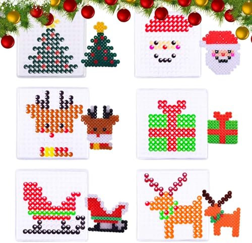6 Stück BüGelperlen Weihnachten, BüGelperlen Vorlagen, BüGelperlen Platten, Perfekt für Geschenke, Ferien Oder Zum Basteln Zwischendurch Toller Bastelspaß Auch Zu Weihnachten