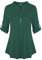 Lalala Tunique à carreaux avec col en V, manches 3/4 et fermeture éclair, couleur unie, haut long pour femmes, XL