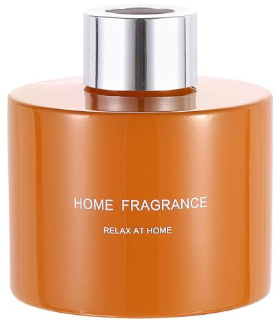 sourcing map Empty Glass Diffuser Bottle 140ml/4.7oz Refillable Fragrance Accessories Aromatherapy Jar Container for Replacement Reed Diffuser DIY Home Bathroom Orange with Silver Tone Cap